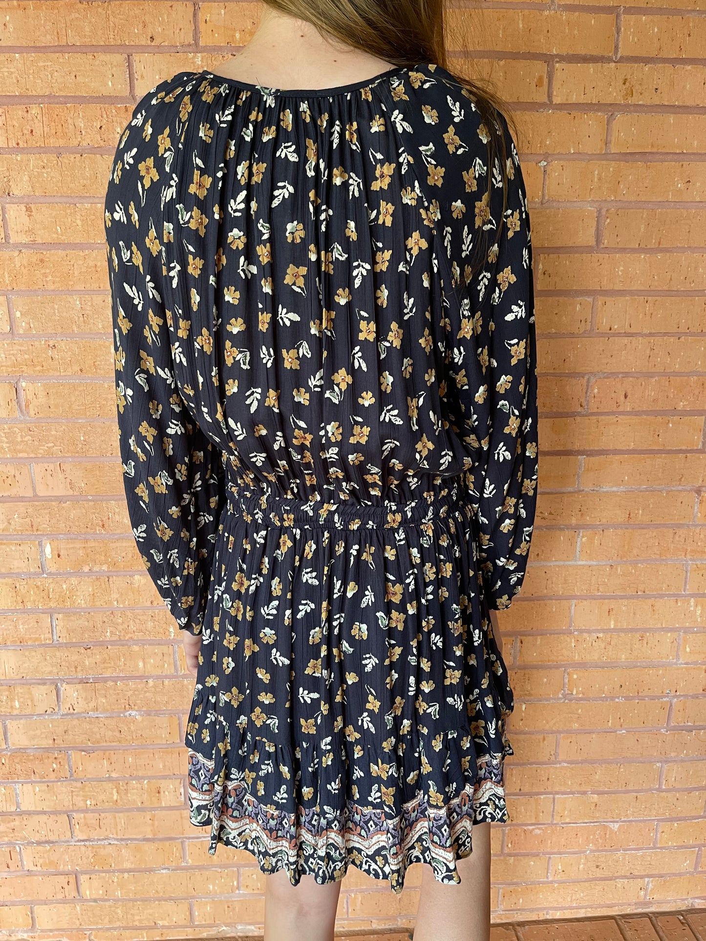 Angie Navy Floral LS Dress