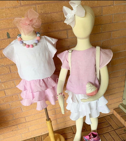 Baliene Pastel Pink Flutter Sleeve Top