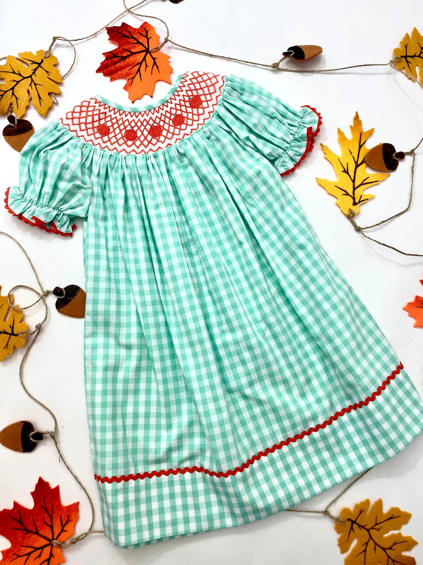 Babeeni Aqua Gingham Smocked Pumpkin Dress