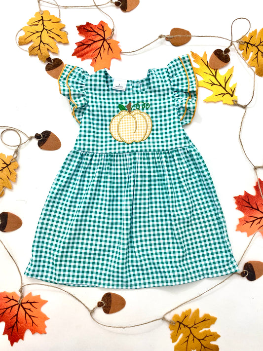 Green Gingham Pumpkin Dress