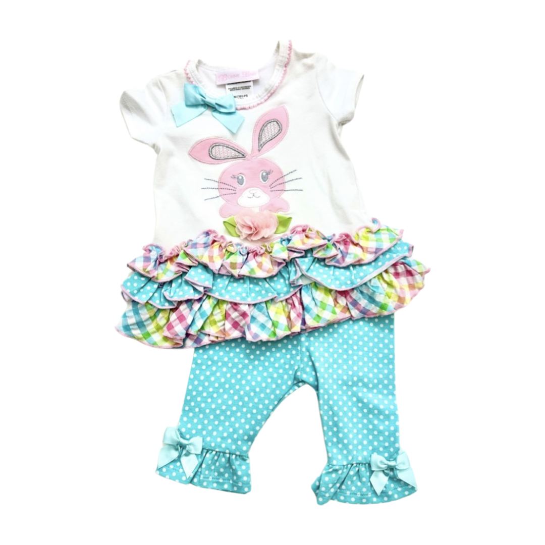 Bonnie Jean Aqua Polka Dot Bunny Set