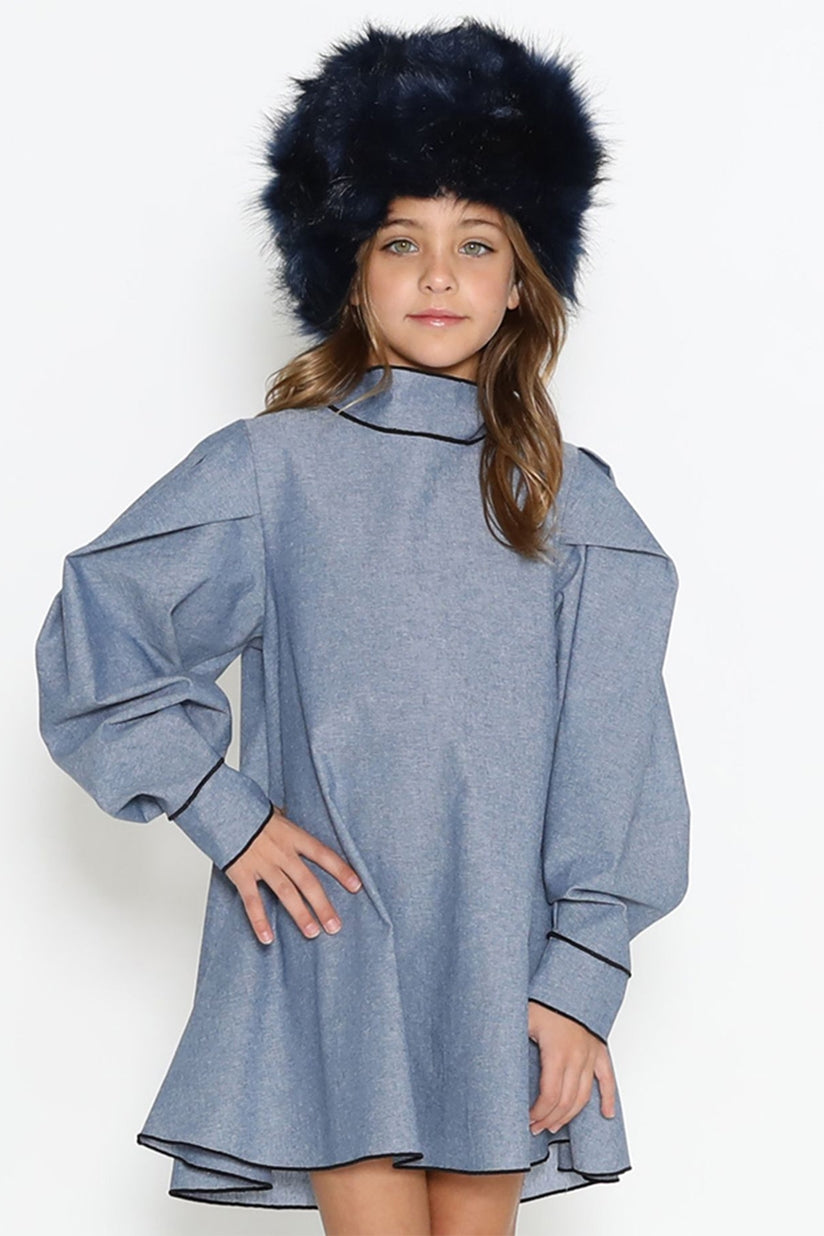 Lanoosh Chambray Flowy Sleeve Dress