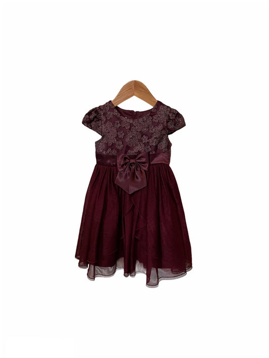 Bonnie Jean Burgundy Tulle Dress