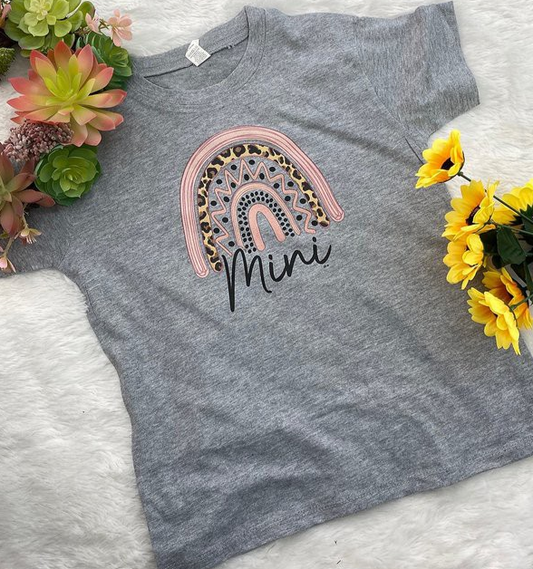 Lucky & Blessed Rainbow Mini Tee in Grey