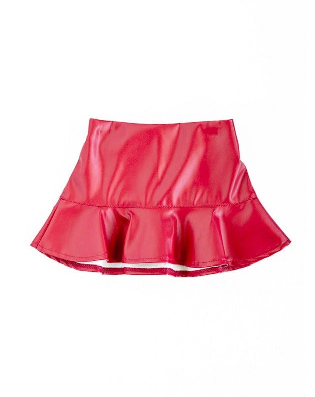 Bailey's Blossoms 'Polly' Ruffle Hem Pleather Skirt