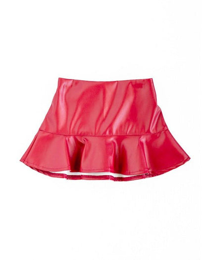 Bailey's Blossoms 'Polly' Ruffle Hem Pleather Skirt