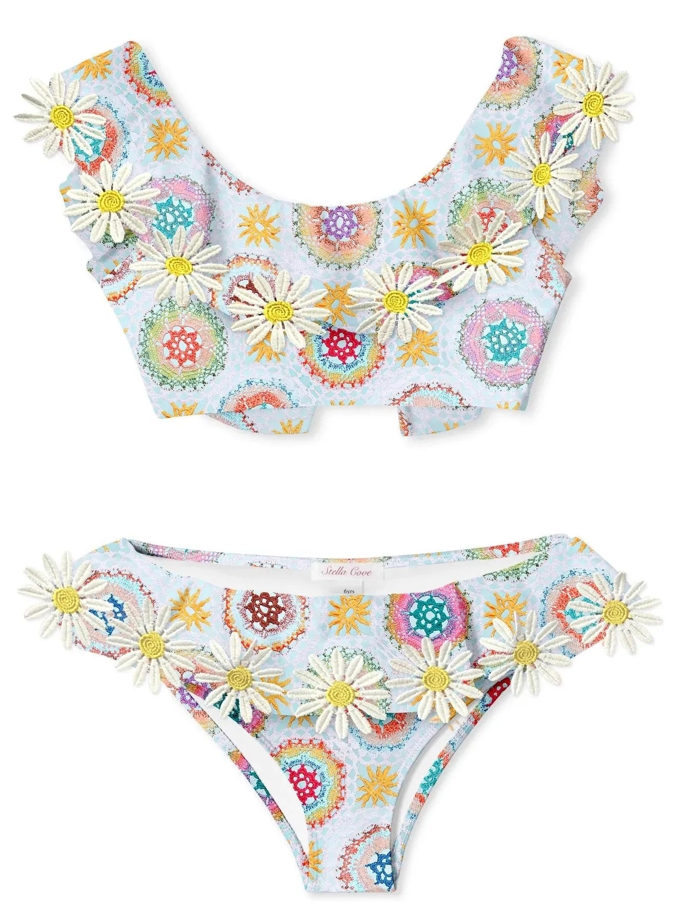 Stella Cove Daisy Crochet Print Bikini